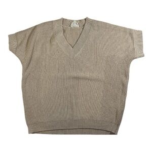 Maison 123 short  sleeve Sweater Womens Size M gold thread  Minimalist earthy